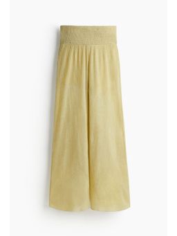H&M - Women Yellow Glittery Smocked-Waist Trousers