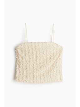 H&M - Women Beige Frayed Strappy Top
