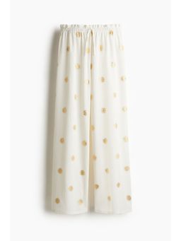 H&M - Women White Crinkled Jersey Drawstring Trousers