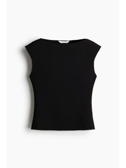 H&M - Women Black Boat-Neck Top