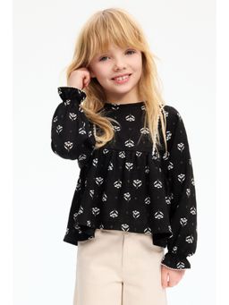 H&M - Girls Black Textured Jersey Top