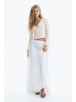 H&M - Women Beige Textured-Knit Tie-Detail Top