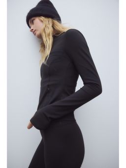 H&M - Women Black Sports Fleece Jacket With Softmove