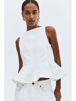 H&M - Women White Denim peplum top