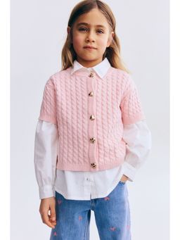 H&M - Girls Pink Cable-Knit Cardigan