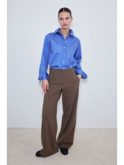 H&M - Women Beige Four-Way Stretch Wide Trouser