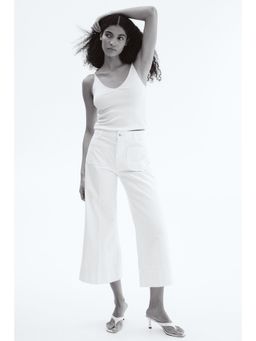 H&M - Women White Wide High Ankle Jeans