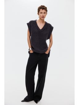 H&M - Women Grey Mohair-blend sweater vest