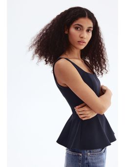 H&M - Women Navy Blue Peplum Vest Top