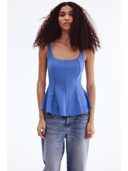 H&M - Women Blue Peplum Vest Top