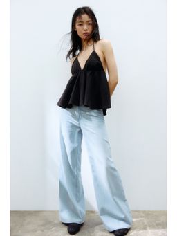 H&M - Women Blue Wide Regular Waist Jeans