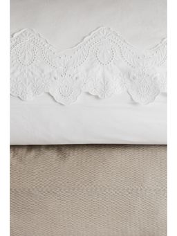 H&M - White Lace-Trimmed Pillowcase