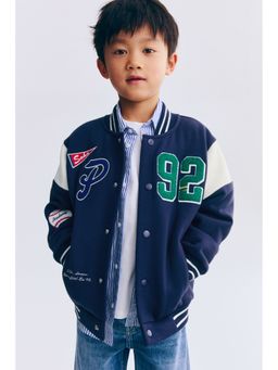 H&M - Boys Blue Motif-Detail Baseball Jacket