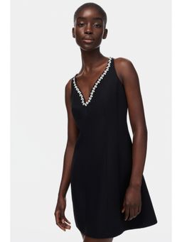 H&M - Women Black Rhinestone-Embellished Dress