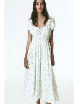 H&M - Women White Smocked-Waist Dress