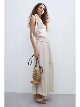 H&M - Women Beige Tasseled Maxi Skirt