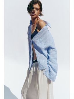 H&M - Women Blue Linen Shirt