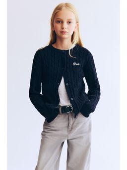H&M - Girls Navy Blue Cable-Knit Cardigan