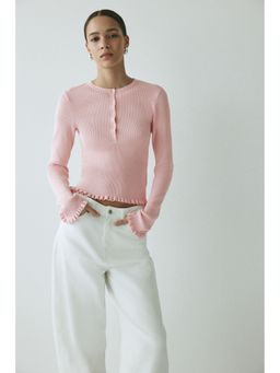 H&M - Women Pink Rib-Knit Top