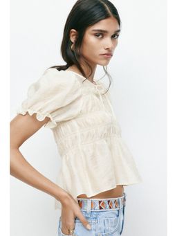 H&M - Women Beige Smocked blouse