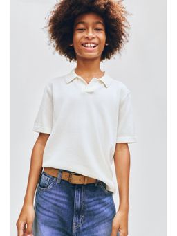 H&M - Boys White Fine-Knit Cotton Polo T-Shirt