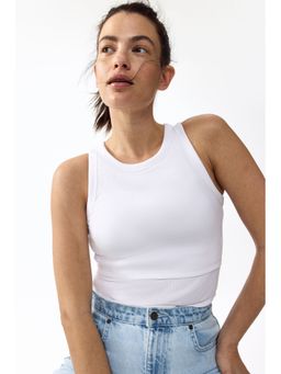 H&M - Women White Mama Ribbed Nursing Vest Top