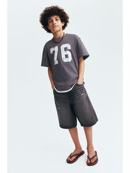 H&M - Boys Black Baggy Fit Denim Shorts