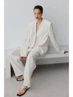 H&M - Women Beige Belted Tailored Trousers