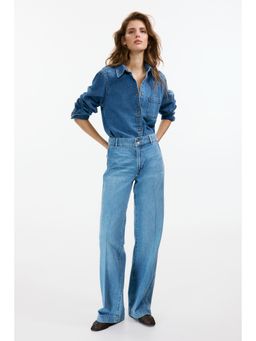 H&M - Women Blue Wide High Waist Jeans