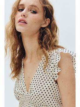H&M - Women Beige Textured jersey top