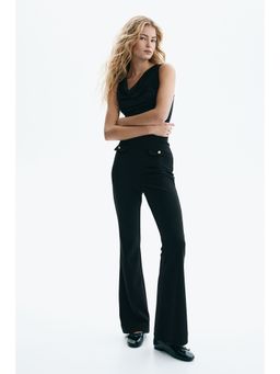 H&M - Women Black Flared Ponte Di Roma Trousers