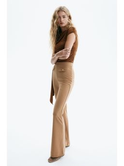 H&M - Women Beige Flared Ponte Di Roma Trousers