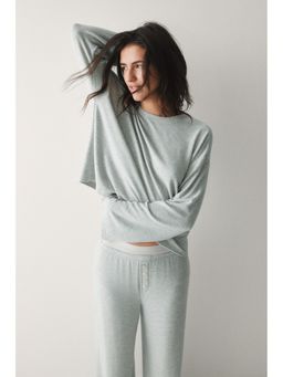 H&M - Women Grey Brushed Jersey T-Shirt & Pyjama