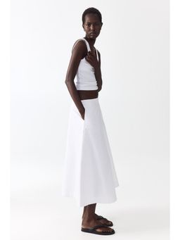H&M - Women White Cotton Twill Midi Skirt
