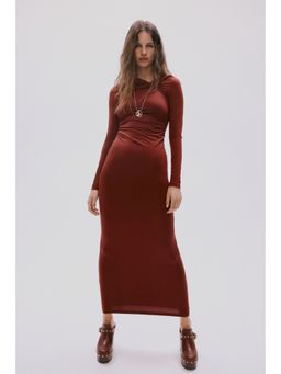 H&M - Women Brown Draped Jersey Dress