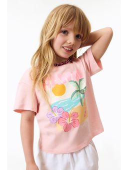 H&M - Girls Pink Printed T-Shirt