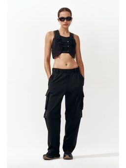 H&M MOVE - Women Black Barrel Leg Zip-Off Trousers