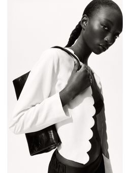 H&M - Women White Scalloped-Edge Jacket
