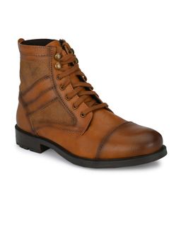 Delize - Men Tan Solid Derby Boots