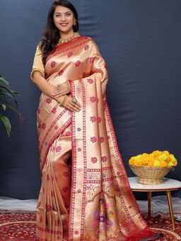 SGF11 - Maroon Women Kanjivaram Soft Silk Saree with Unstitched Blouse