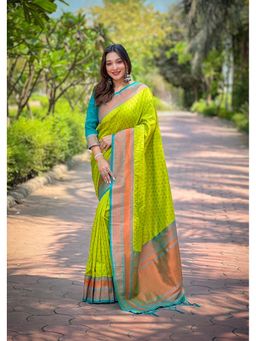 SGF11 - Green Women Kanjivaram Paithani Silk Saree with Unstitched Blouse