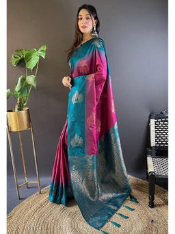 SGF11 - Pink Women Kanjivaram Soft Silk Saree with Unstitched Blouse