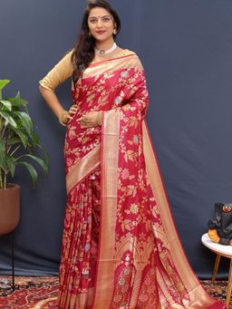 SGF11 - Magenta Women Kanjivaram Soft Silk Saree with Unstitched Blouse