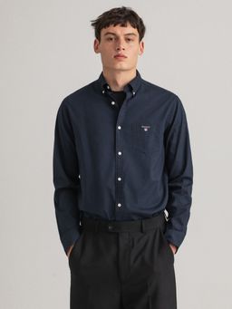 GANT - Men Blue Solid Regular Fit Shirt