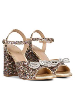 Saint G - Leonara Multi-Color Glitter Embellished Leather Block Heels