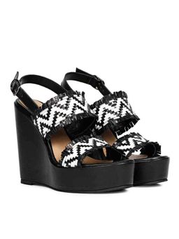Saint G - Kimberly Hand Woven Black Leather Wedges