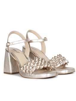 Saint G - Joy Metallic Gold Hand Woven Leather Block Heels