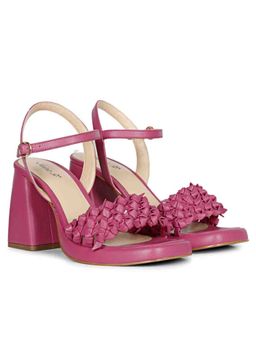 Saint G - Joy Fuxia Hand Woven Leather Block Heels