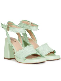 Saint G - Hannah Aqua Woven Leather Block Heels