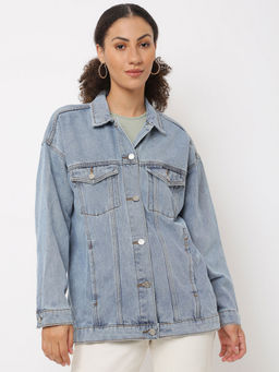 Missguided - Recycled Blue Oversized Denim Jacket